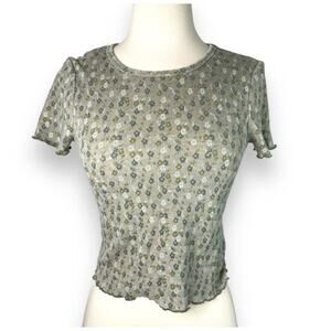 Vintage American Eagle Y2K Ditsy Floral Top Cropped Cottagecore T Shirt Small